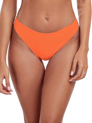 Cheeky High Leg Bikini Bottom - Mid Rise - X-Large Orange-Red