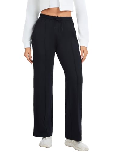 Women's Black Track Pants 32-Inch Inseam Loose Jogging Sweatpants