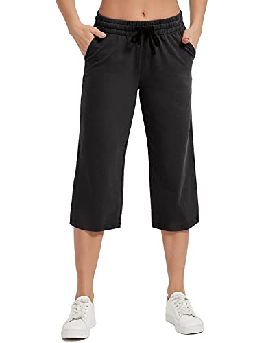Women's Black Cotton Capri Sweatpants XL - SPECIALMAGIC