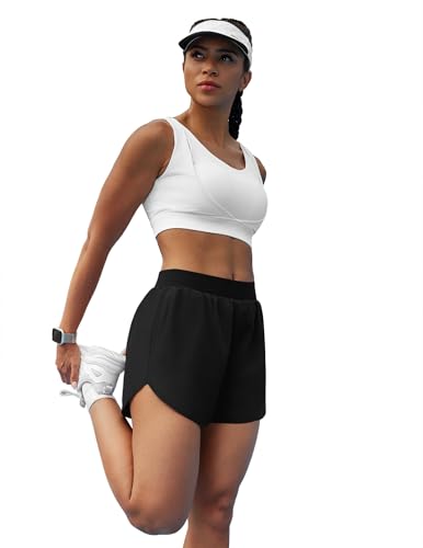 3'' Athletic Workout Running Shorts for Women - Black, Medium