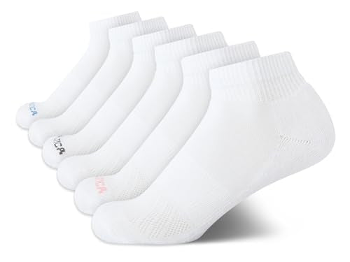 Moisture Wicking Athletic Quarter Socks - 6 Pack, Pure White