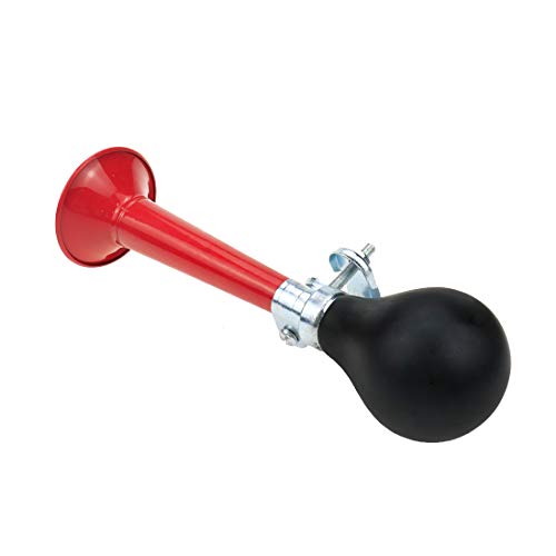 Red Metal Bicycle Bugle Horn - Squeeze Bulb Design
