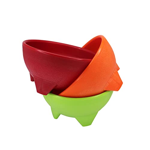 3-Piece Colorful Plastic Salsa Dish Set - 10 Oz Serving Bowls for Parties