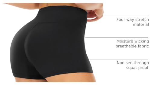 High Waisted Biker Shorts for Women - 5" Soft Black Spandex