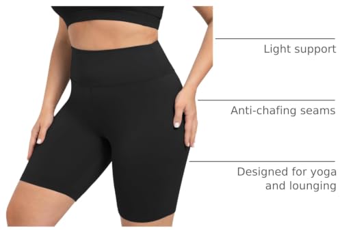 VALANDY Plus Size High-Waisted Biker Shorts for Women 8" Inseam Black 3X-Large