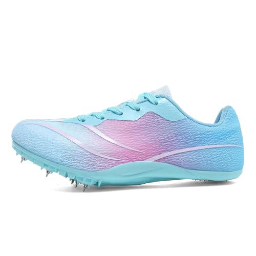WESHIRUN Track & Field Spikes Shoes Men Women Kids Racing & Jumping Sneakers - Pink, Size 8 Women / 6.5 Men