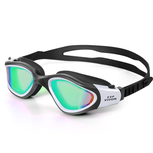 Adult Anti-Fog Swimming Goggles - No Leak Triathlon Goggles - Black/White