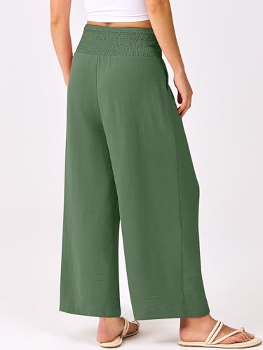 ANRABESS Women's Wide Leg Palazzo Pants with Pockets Large Army Green