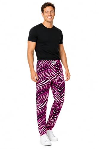 Zubaz Men's Z88 Original Pants - Black/Fluorescent Pink, Large