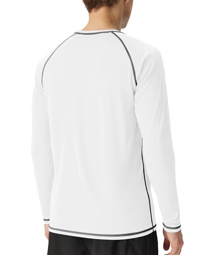 Men's UPF 50+ Long Sleeve Sun Protection Swim Shirt - White, X-Large