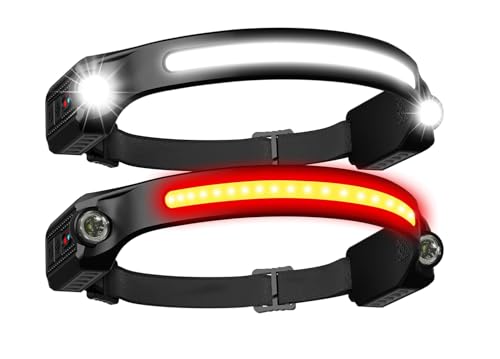 Rechargeable LED Headlamp 2 Pack with Red Light & 260° Wide Beam - 8 Modes, Long Battery Life