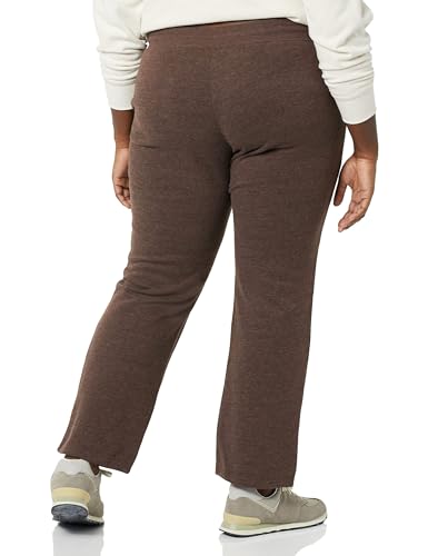 Women's Fleece Sweatpants with Drawstring - Medium Chocolate, Relaxed Fit, Straight Leg