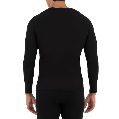 Men's Recycled Waffle Thermal Underwear Henley Top - Medium/Black - 1 Pack