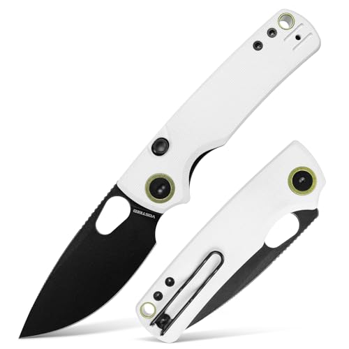 Vosteed Porcupine Folding Pocket Knife - G10 Handle, 2.99" 14C28N Steel, White G10-Black Stonewash, Liner Lock, Outdoor EDC