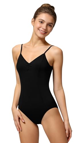 Women's Black Mesh V-Back Ballet Leotard Camisole Small Tegmk