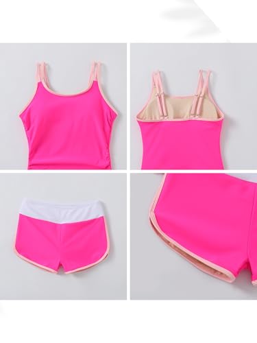 Girls Tankini Swimsuit 2 Piece with Shorts - Size 15 Years / Pink