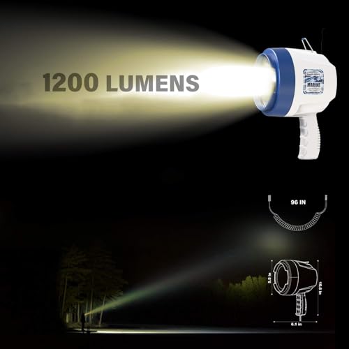 GOODSMANN Marine Spotlight Corded Handheld Corded Spot Lights for Boats 12 Volt DC Glare-Free Halogen Spotlight 9924-H202-01