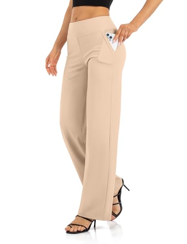 Blisset Women's High Waist Wide Leg Yoga Pants with Pockets - Soft Casual Lounge Bottoms, 29/31 Inch