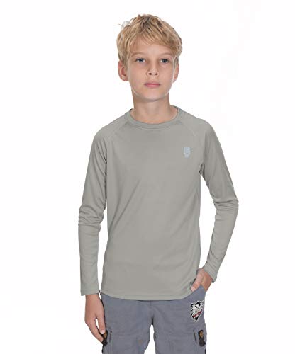 PIQIDIG Sun Shirt for Youth Boys Rashguard Long/Short SPF 50+ Grey XL