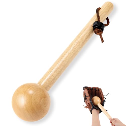 12-Inch Baseball Glove Mallet with Leather Rope - Natural Wood Color