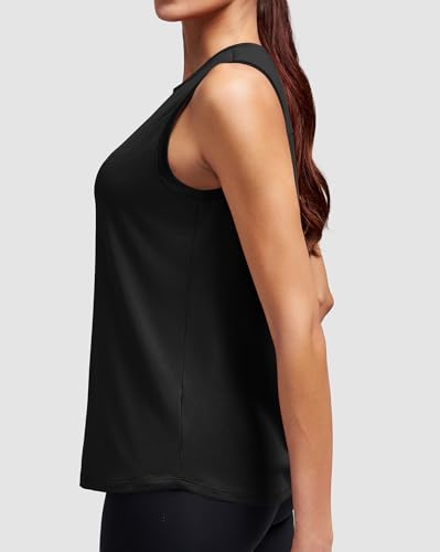 Workout Tank Top for Women - Athletic Sleeveless Outfit - Large Black