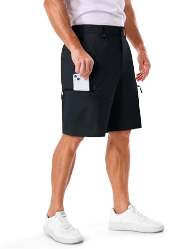 ASYJUMPD Men's Cargo Shorts Large Dark Gray Quick Dry Elastic Waist Pockets