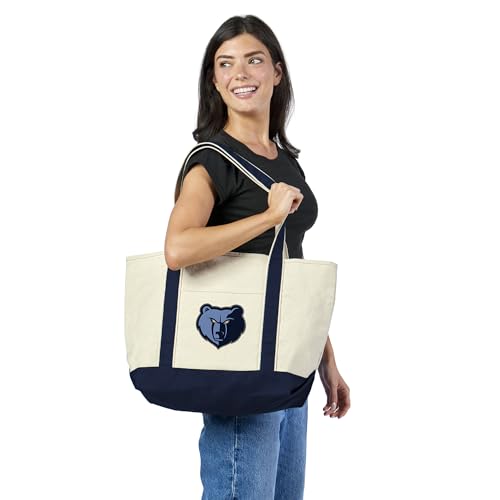 NBA Canvas Tote Bag - Memphis Grizzlies, 15x21 inches, Navy Strap