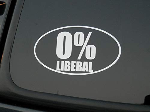 0% Liberal Vinyl Decal - Weatherproof Outdoor Sticker - 5" x 2.75" White
