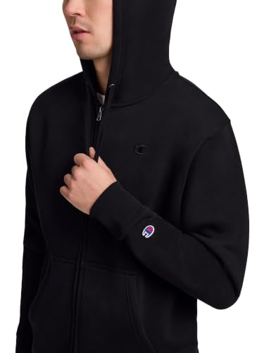 Men's Zip-Up Hoodie - Comfortable Fleece Sweatshirt - Medium/Black