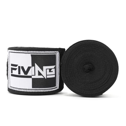 180-Inch Elastic Boxing Hand Wraps with Thumb Loop - Black
