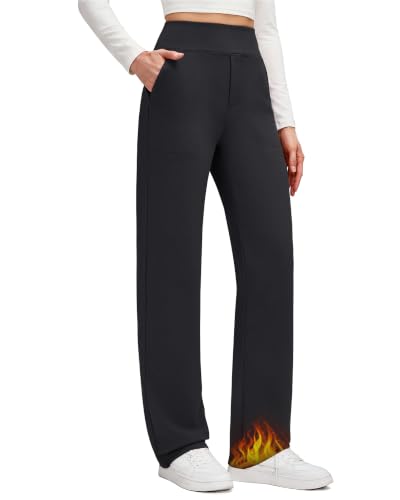 G4Free EverGoing Fleece-Lined Work Pants with Pockets, Black, 5'4.5"-5'7" (M) – Medium