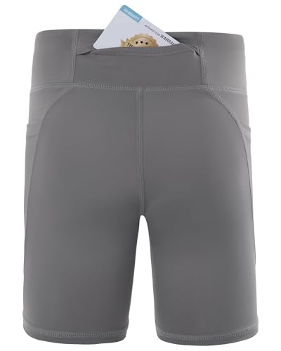 Youth Volleyball Spandex Shorts - 5" Dark Gray Compression Shorts with Pockets