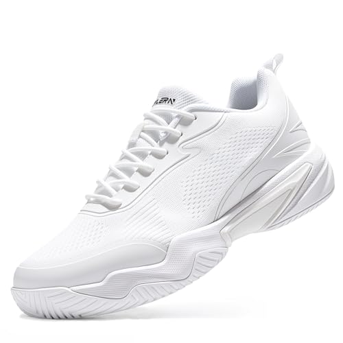 FENLERN Tennis Shoes Men Wide | Pickleball, Racquetball & Running Sneakers – White, Size 10