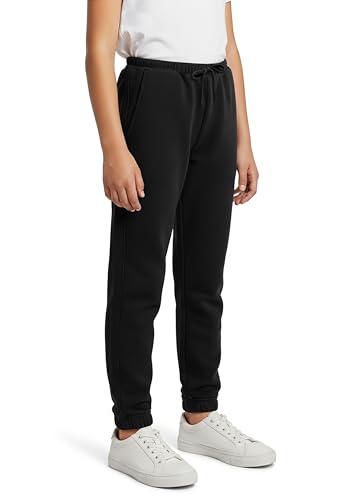 Girls' Fleece Jogger Pants - 2 Pack Black & Heather Grey, 2-3T