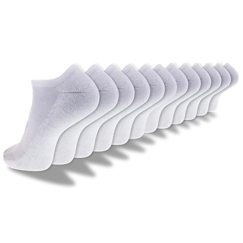 New Balance Unisex Performance Cushioned No Show Athletic Socks 12 Pairs, Medium White