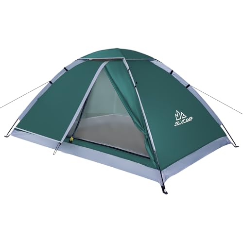 JELUCAMP 2-Person Dark Green Dome Tent Lightweight Waterproof Camping Shelter