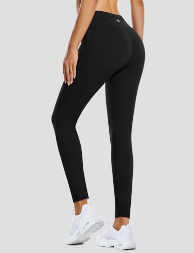 Women's Thermal Fleece Lined Leggings with Pockets - Water Resistant, Cold Weather