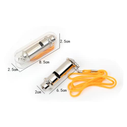 2 Pack Metal Police Whistles with Lanyard - Super Loud 120dB Emergency Signaling for Outdoor Activities