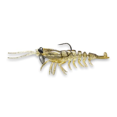 Savage Gear Manic Shrimp RTF Saltwater Lure - 3in Gold, Ultra-Realistic