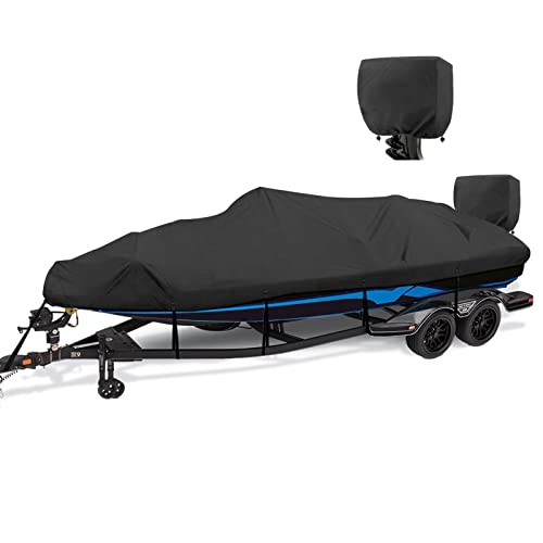 Heavy Duty Waterproof Boat Cover 16-18.5 ft V-Hull, Black