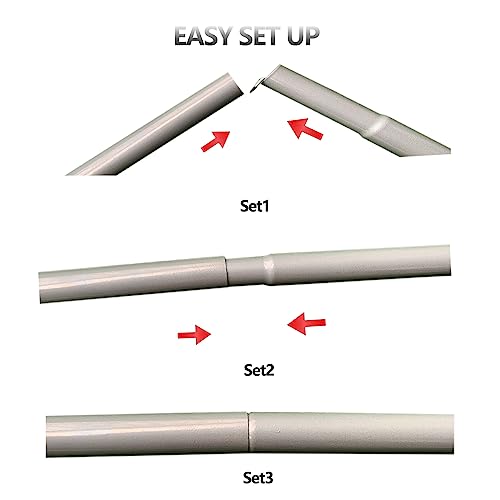 Gray Adjustable Tent Poles Set of 2 for Camping Tarps Canopies with Pegs & Reflective Ropes