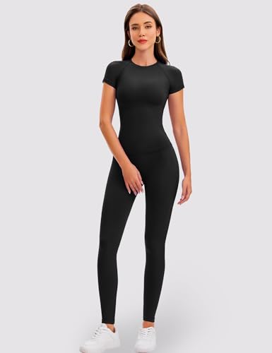 Ieumaz Women's Black Medium Gym Workout Compression T-Shirt