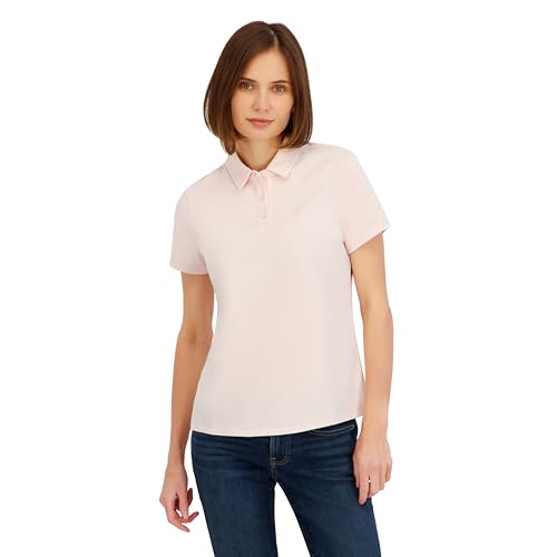 Women's Short Sleeve Jersey Polo Top - Medium / Peach Blush