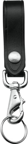 JAY-PEE Leather Key Strap Belt Keeper for Duty Belt Chrome Single Snap