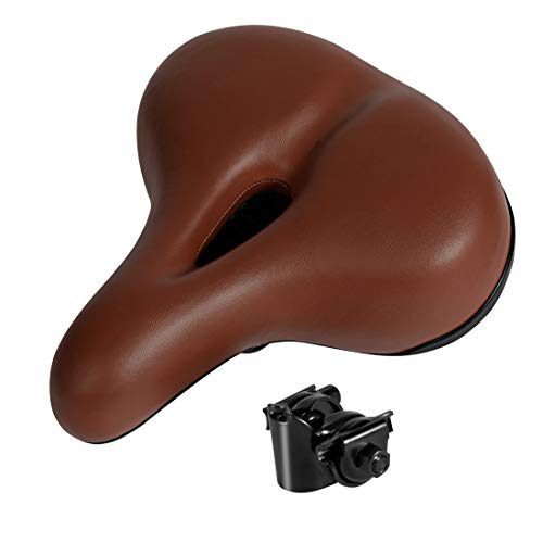 ZHIQIU Comfortable Bicycle Saddle Seat Cushion with Dual Shock Absorbing Ball, Memory Foam - Brown Hollow