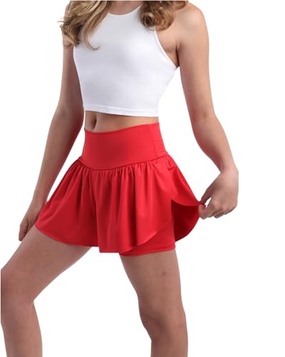 Sweet Hearts Girls Athletic Skort 2 Pack Black/Red 10-12 with Spandex Lining