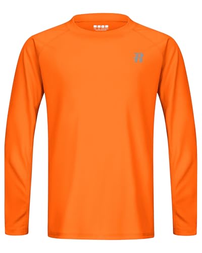 Boys Swim Shirt UPF 50+ Long Sleeve Rash Guard - Medium Orange