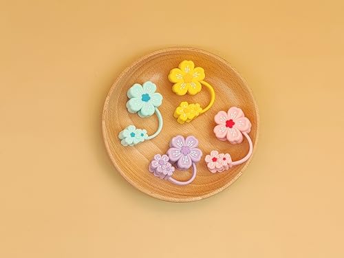 4 Pcs Cherry Blossom Straw Topper for 10mm Tumbler Straws - Colourful
