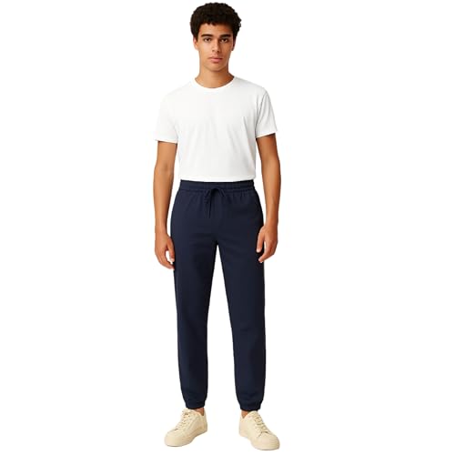 French Toast Boys' Knit Jogger Pants with Zipper Pockets, Medium Navy