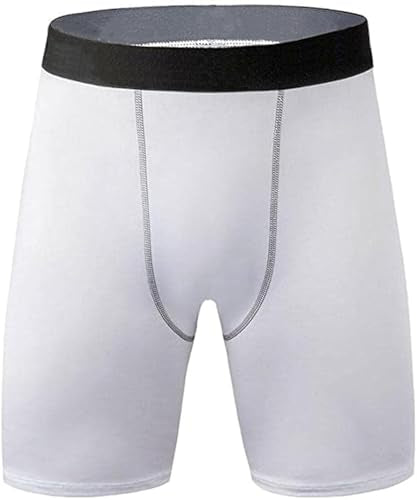 Men's Compression Running Shorts - Quick-Drying, Small, White